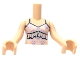 Part No: FTGpb314c01  Name: Torso Mini Doll Girl White Tank Top with Ruffle, Lavender Paw Prints Pattern, Light Nougat Arms with Hands