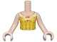 Part No: FTGpb329c01  Name: Torso Mini Doll Girl Yellow Top with Red Rose Trim and Gold Diamonds Pattern, Light Nougat Arms with Hands