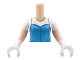 Part No: FTGpb372c01  Name: Torso Mini Doll Girl Medium Blue Top with Silver Necklace and Metallic Light Blue Stars Pattern, Light Nougat Arms with Hands with White Short Sleeves and Gloves