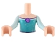 Part No: FTGpb377c01  Name: Torso Mini Doll Girl Dark Turquoise Top with Medium Lavender Shell, Circles and Stars Pattern, Light Nougat Arms with Hands with Light Aqua Sleeves