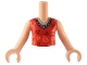 Lot ID: 386244459  Part No: FTGpb383c01  Name: Torso Mini Doll Girl Red Top with Coral Flowers, Silver Necklaces Pattern, Light Nougat Arms with Hands
