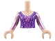 Lot ID: 364371550  Part No: FTGpb389c01  Name: Torso Mini Doll Girl Dark Purple Corset with Lavender Laces and Bow Pattern, Light Nougat Arms with Hands with Metallic Pink Long Sleeves