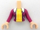 Part No: FTGpb441c01  Name: Torso Mini Doll Girl Magenta Jacket with White Fur Collar and Pockets over Bright Light Yellow and Bright Light Orange Sweater Pattern, Light Nougat Arms with Hands with Magenta Long Sleeves