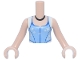 Part No: FTGpb502c01  Name: Torso Mini Doll Girl Bright Light Blue Top with White Cap Sleeves, Blue Trim, White Dots and Sparkles, Black Necklace Pattern, Light Nougat Arms with Hands
