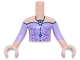 Part No: FTGpb537c01  Name: Torso Mini Doll Girl Lavender Off the Shoulder Top, Medium Lavender Filigree, Dark Blue Trim and Necklace, Metallic Light Blue Pendant Pattern, Light Nougat Arms with Hands with Lavender Sleeves