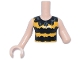 Part No: FTGpb538c01  Name: Torso Mini Doll Girl Black and Yellow Striped Top, Collar with Dark Bluish Gray Accents Pattern, Light Nougat Arm Left, Light Nougat Arm with Hand Right