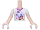 Part No: FTGpb554c01 Name: Torso Mini Doll Girl White T-Shirt with Unicorn, Stars and Dark Pink Collar Pattern, Light Nougat Arms with Hands with White Short Sleeves Part No: FTGpb554c01 Name: Torso Mini Doll Girl White T-Shirt with Unicorn, Stars and Dark Pink Collar Pattern, Light Nougat Arms with Hands with White Short Sleeves