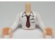 Part No: FTMpb001c01  Name: Torso Mini Doll Man White Shirt Top with Open Collar, Reddish Brown Tie Pattern, Light Nougat Arms with Hands with White Sleeves