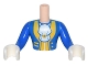 Part No: FTMpb016c01  Name: Torso Mini Doll Man Blue Coat with White Ascot, Yellow Trim Pattern, Blue Arms with White Gloves