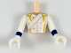 Part No: FTMpb030c01  Name: Torso Mini Doll Man White Dress Uniform with Sash, Yellow Epaulettes, Gold Buttons Pattern, White Arms with Hands with Dark Blue Cuffs