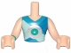 Part No: FTMpb041c01  Name: Torso Mini Doll Man Top with Silver Disk Pattern, Light Nougat Arms with Hands with Dark Turquoise Band