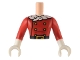 Part No: FTMpb071c01  Name: Torso Mini Doll Man Red Jacket with Gold Buttons, Black Belt and White Trim Pattern, White Arms with Hands with Red Long Sleeves