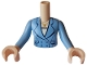 Lot ID: 358933098  Part No: FTWpb370c01  Name: Torso Mini Doll Woman Bright Light Blue Jacket with Black Pockets, Buttons and Collar, Gold Necklace with Star over White Shirt Pattern, Light Nougat Arms with Hands with Bright Light Blue Long Sleeves