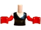 Part No: FTWpb391c01  Name: Torso Mini Doll Woman Black Tank Top Pattern, Light Nougat Arms with Hands with Red Long Gloves