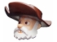 Part No: bb0451  Name: Minifigure, Head, Modified Male with White Beard and Dark Brown Hat Pattern (Stinky Pete)