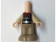 Lot ID: 370466393  Part No: bb1357pb002  Name: Micro Doll, Body with Molded Tan Top and Dark Tan Pants and Printed Black and Silver Armor, Red Neckerchief Pattern