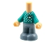 Lot ID: 368907531  Part No: bb1357pb007  Name: Micro Doll, Body with Molded Dark Turquoise Top and Sand Blue Pants and Printed White Dots and Pocket Pattern