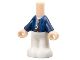 Lot ID: 405270962  Part No: bb1357pb013  Name: Micro Doll, Body with Molded Dark Blue Top and White Pants and Printed Coat Open with Pockets over Dark Red Vest with Yellow Buttons, Strap with Buckle Pattern