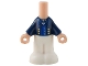 Lot ID: 389698715  Part No: bb1357pb015  Name: Micro Doll, Body with Molded Dark Blue Top and White Pants and Printed Jacket Open with Lapels and Gold Buttons over Blue Vest, White Ascot Pattern