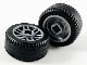 Lego part: Wheel 14mm D. x 9.9mm with Center Groove, Fake Bolts and 6 Double Spokes with Black Tire 21 X 9.9 (11208 / 11209)