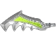 Part No: 11338pb01R  Name: Hero Factory Weapon - Axe/Sword with Jagged Blade with Splatters on Lime Background Pattern Right (Sticker) - Set 70132