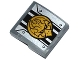 Part No: 15068pb025  Name: Slope, Curved 2 x 2 with Black Stripes, Chima Eagle Emblem and Rivets Pattern (Sticker) - Set 70223