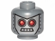 Part No: 3626cpb1083  Name: Minifigure, Head Alien with Red Eyes, 4 Mouth Squares and Rivets Pattern - Hollow Stud