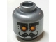 Part No: 3626cpb1653  Name: Minifigure, Head Alien with Robot Yellow Eyes and Curly Moustache Pattern - Hollow Stud