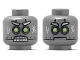Part No: 3626cpb2035  Name: Minifigure, Head Dual Sided Alien Lime and White Eyes, Clenched teeth, Mouth Closed on Back Pattern - Hollow Stud
