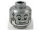 Part No: 3626cpb2322  Name: Minifigure, Head Alien Robot with Silver Nose, Rivets, and Chin Strap Pattern - Hollow Stud