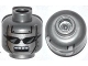 Part No: 3626pb1073  Name: Minifigure, Head Alien Robot with Silver Face, Black Sunglasses, Rivets, and Open Rectangular Mouth with White Teeth Pattern