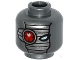 Part No: 3626pb1537  Name: Minifigure, Head Alien with Mechanical Right Eye Red, Silver Face Mask Pattern