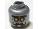 Part No: 3626pb1653  Name: Minifigure, Head Alien with Robot Yellow Eyes and Curly Moustache Pattern