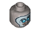Part No: 3626pb1839  Name: Minifigure, Head Alien with Robot Blue Eyes, Silver Face Panel, Raised Eyebrow, Brown Moustache and Goatee Pattern