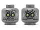 Part No: 3626pb2035  Name: Minifigure, Head Dual Sided Alien Robot with Silver Eyebrows, Lime Eyes, Scuff Marks, Angry Bared Teeth / Neutral Pattern