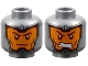 Part No: 3626pb2055  Name: Minifigure, Head Dual Sided Balaclava, Orange Face, Dark Red Eyebrows and Cheek Lines, Firm / Gritted Teeth Pattern