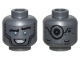 Part No: 3626pb3328  Name: Minifigure, Head Alien Robot Black Eyebrows, Metallic Light Blue Eyes, Open Mouth Smile, and Black Circle and Mechanical Panels on Back Pattern