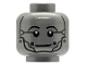 Part No: 3626pb4005  Name: Minifigure, Head Alien Robot Black Eyebrows, Rivets and Chin Strap Pattern