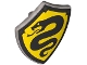 Part No: 4972pb04  Name: Minifigure, Shield Quadrilateral with Black Snake and Border with Dark Silver Squares on Yellow Background Pattern