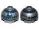Part No: 553pb017a  Name: Brick, Round 2 x 2 Dome Top with Red Dots, Small Receptor and Dark Blue Pattern (R2-D2)