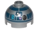 Part No: 553pb037  Name: Brick, Round 2 x 2 Dome Top with Dark Pink Dots, Large Receptor and Dark Blue Pattern (R2-D2)