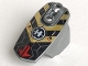 Part No: 90639pb021  Name: Hero Factory Armor with Ball Joint Socket - Size 5 with Red Arrows, Black and Gold Chevrons, and Hero Factory Logo Pattern