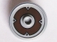 Part No: 91884pb004  Name: Minifigure, Shield Circular Rimmed Face with Stud with Dark Brown Ring and 4 Rivets Pattern