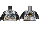 Part No: 973pb2885c01  Name: Torso Ninjago Armor with Silver Armor Plates, Golden Dragon Emblem, Screen and Circuits Pattern / Black Arms / Black Hands