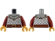 Part No: 973pb6134c01  Name: Torso Silver Armor, Reddish Brown Belt with Gold Buckle, Panel with 3 Rivets Pattern / Dark Red Arms / Pearl Gold Hands