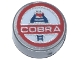 Part No: 98138pb456  Name: Tile, Round 1 x 1 with Silver 'COBRA' and Red, White and Dark Blue Shelby Cobra Logo Pattern