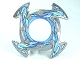 Lot ID: 387124571  Part No: 98341pb04  Name: Ring 4 x 4 with 2 x 2 Hole and 4 Arrow Ends with Blue and White Ice Shards Pattern (Ninjago Spinner Crown)