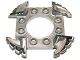 Part No: 98343pb01  Name: Ring 4 x 4 with 2 x 2 Hole and 4 Serrated Ends with Black and White Pattern (Ninjago Spinner Crown)