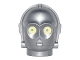 Lot ID: 307842216  Part No: x134pb01  Name: Minifigure, Head, Modified SW 3PO / TC Series Protocol Droid with Bright Light Yellow Eyes Pattern (C-3PO/ K-3PO / TC-4 / TC-14 / U-3PO)