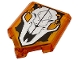 Part No: 22385pb388  Name: Tile, Modified 2 x 3 Pentagonal with Silver Skull with Rivets and Flames on Black Background Pattern